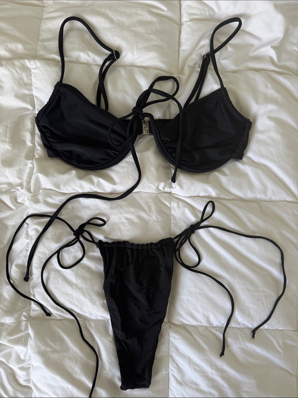 Meshki Black String Bikini Set